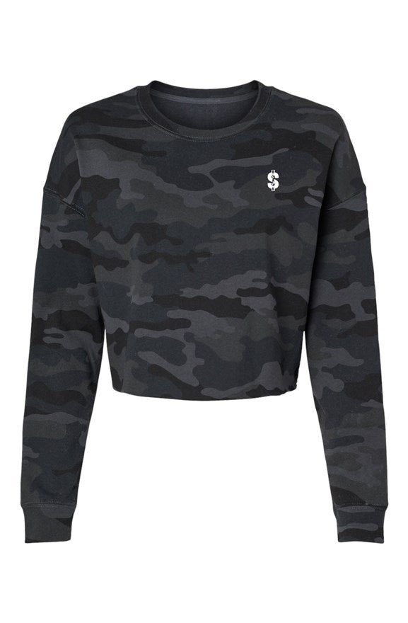 Black Money Lightweight Camo Cropped Crew